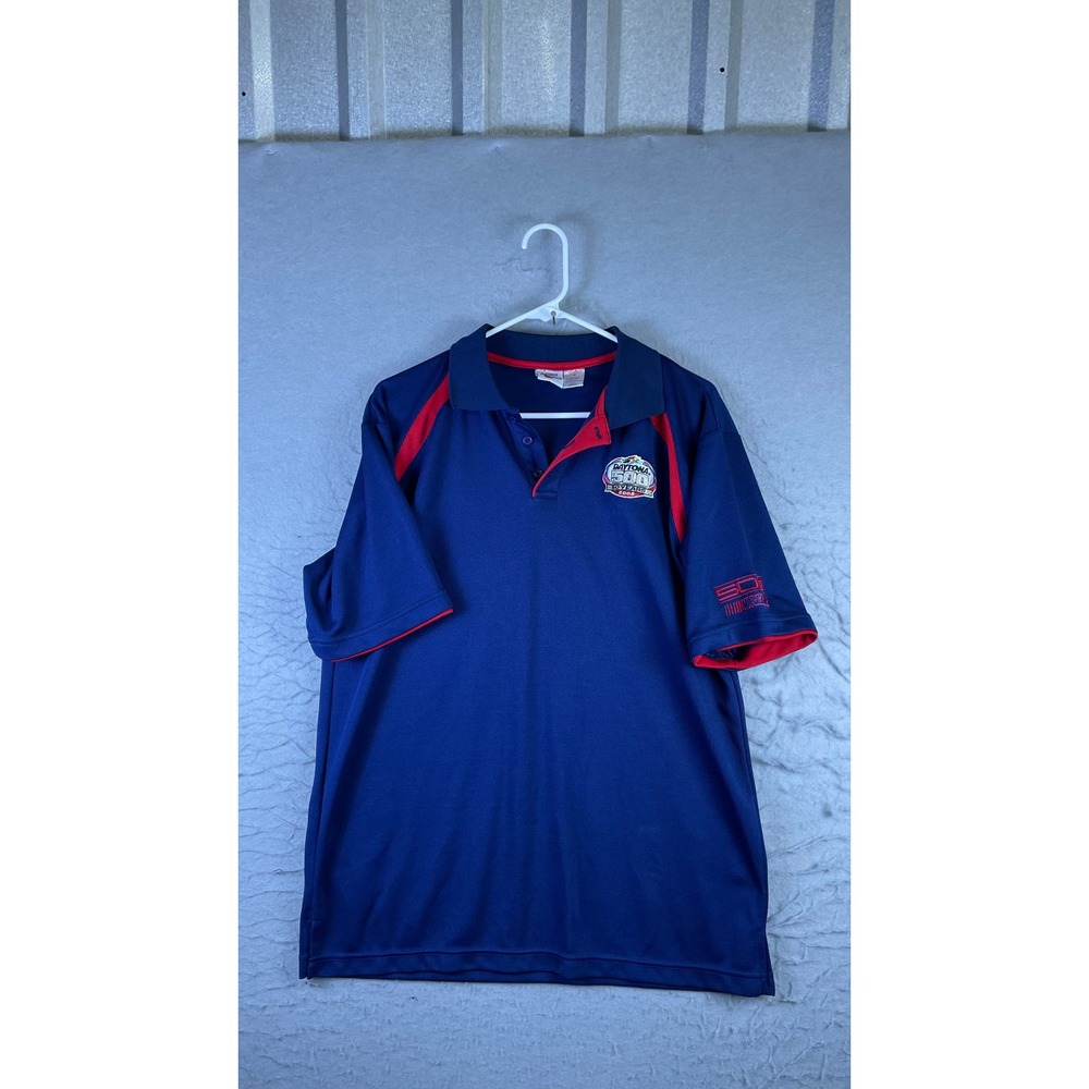 NASCAR Winners Circle Polo Mens M Blue Daytona 500 50th Anniversary 2008 Top